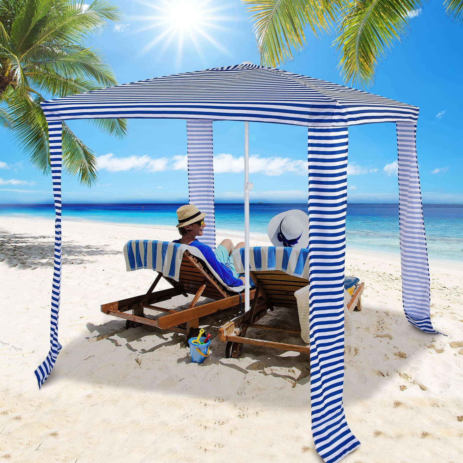 6.6' x 6.6' Foldable Beach Cabana - Tangkula
